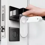 Universal Childproof Door Lever Safety Lock with Hidden Button