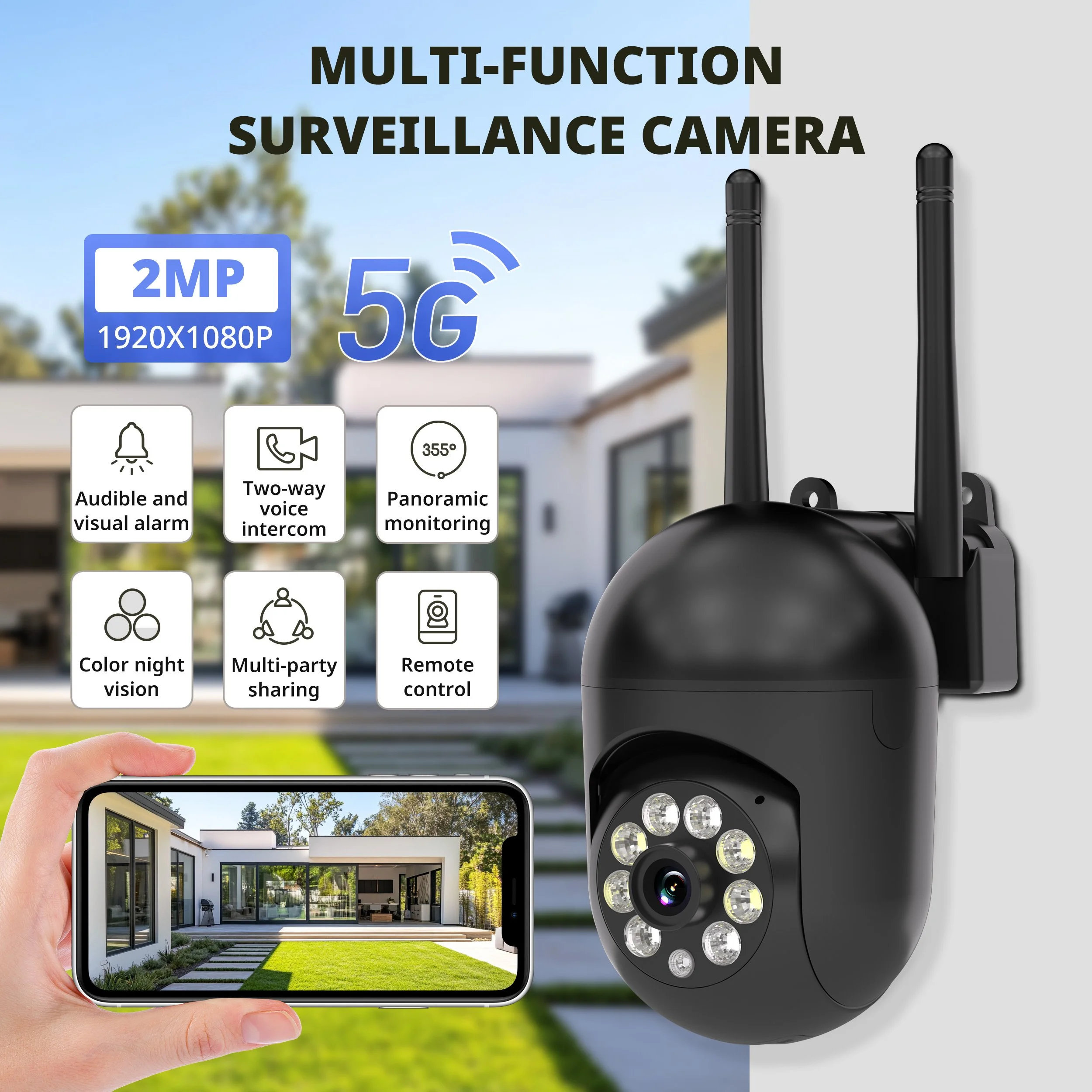 1080P WiFi Security Camera with Color Night Vision & 360° Pan/Tilt