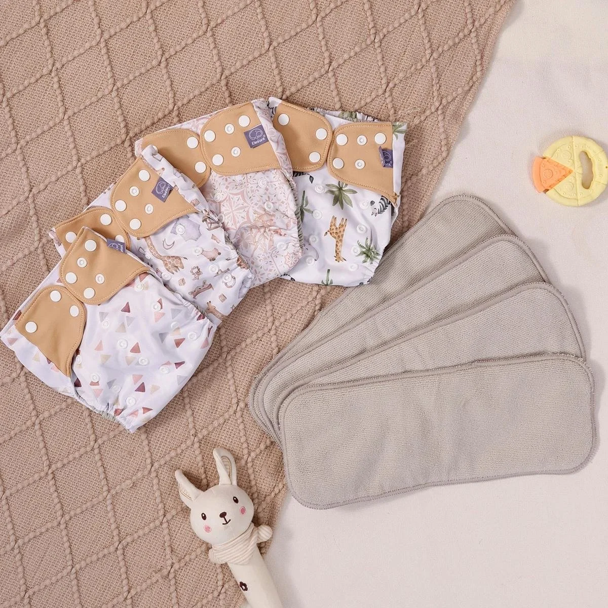 Waterproof Reusable Baby Cloth Diapers with Adjustable Pocket Inserts