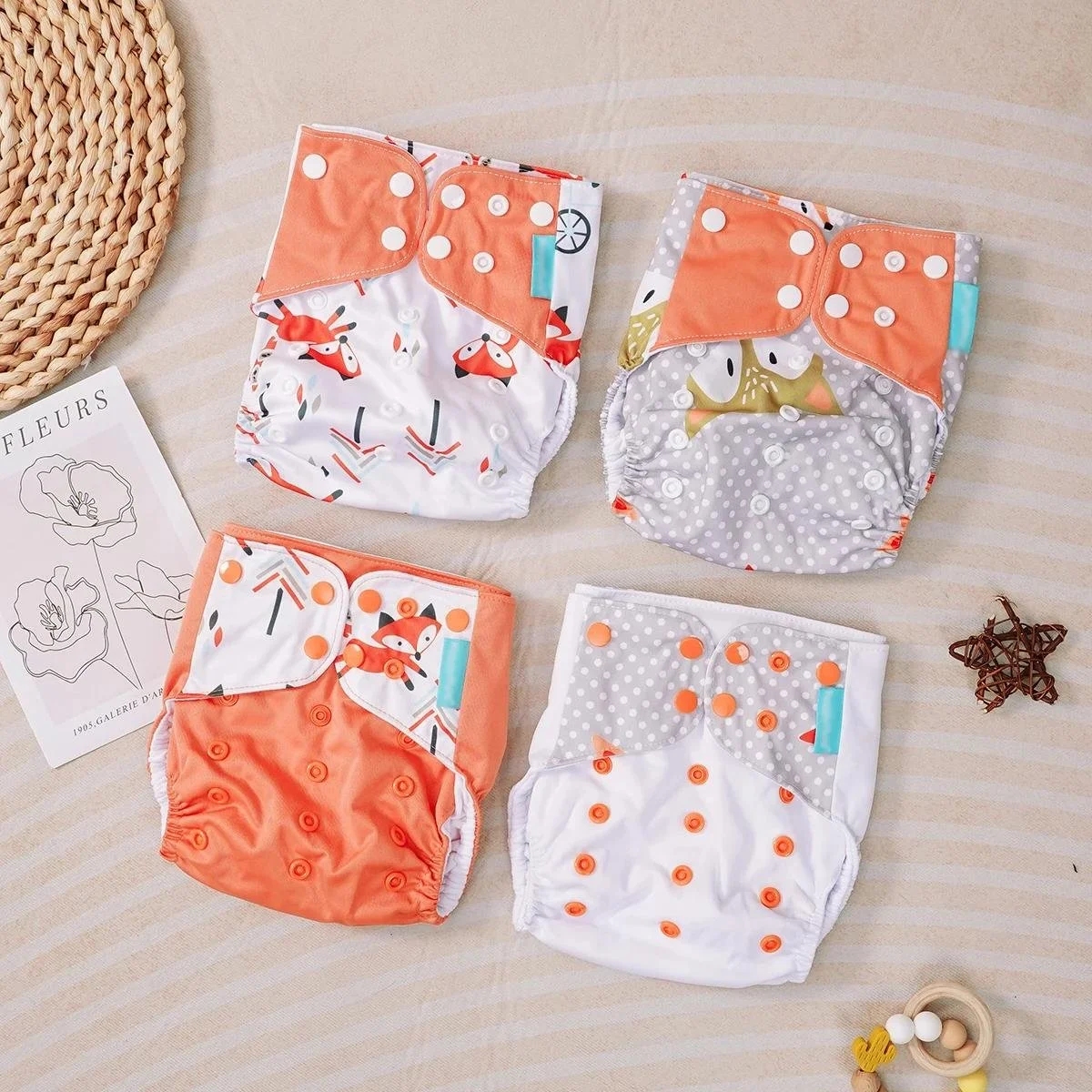 4-Piece Suede Cloth Baby Diaper Set