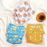 3 Pcs Baby Pocket Cloth Diapers - Waterproof, Reusable