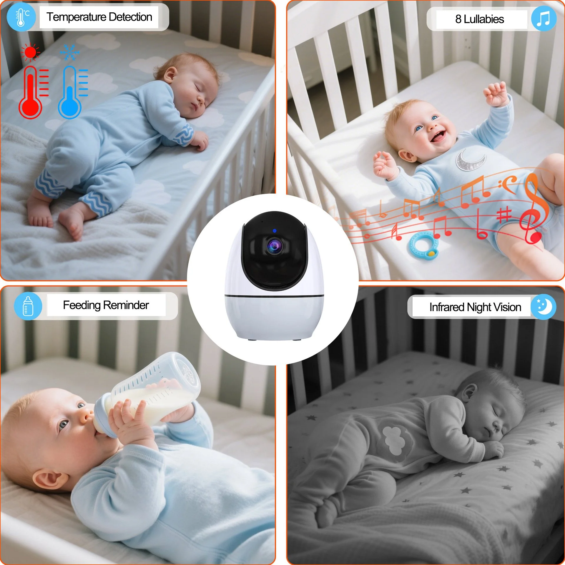 4.3-Inch Baby Video Monitor with 4x Zoom, Night Light, and Dual Control