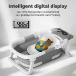 Foldable Baby Bathtub with Soft Cushion & Thermometer - Ideal for Newborns to Toddlers