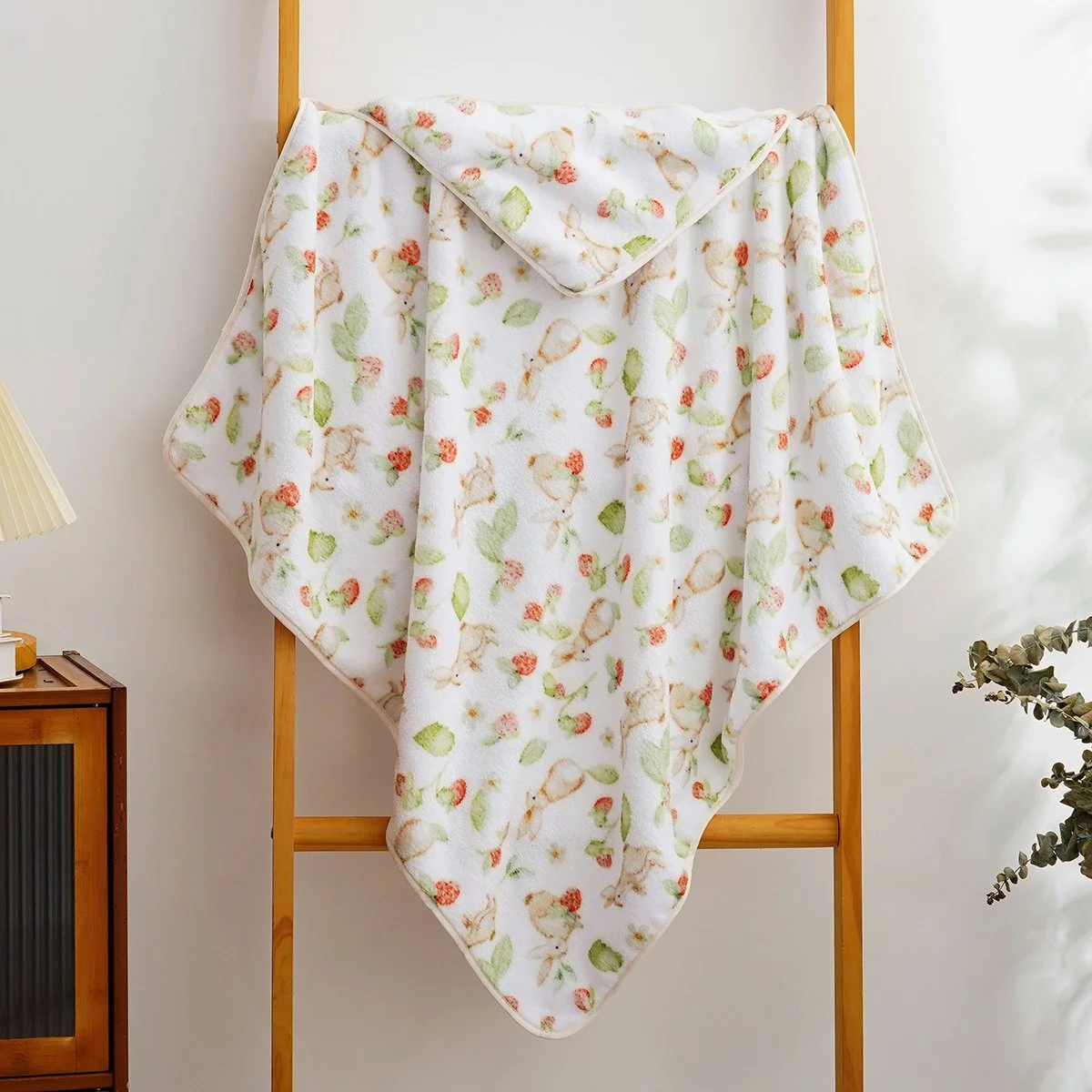 Coral Velvet Baby Swaddle Blanket with Hood – Soft Newborn Bath Towel and Bedding