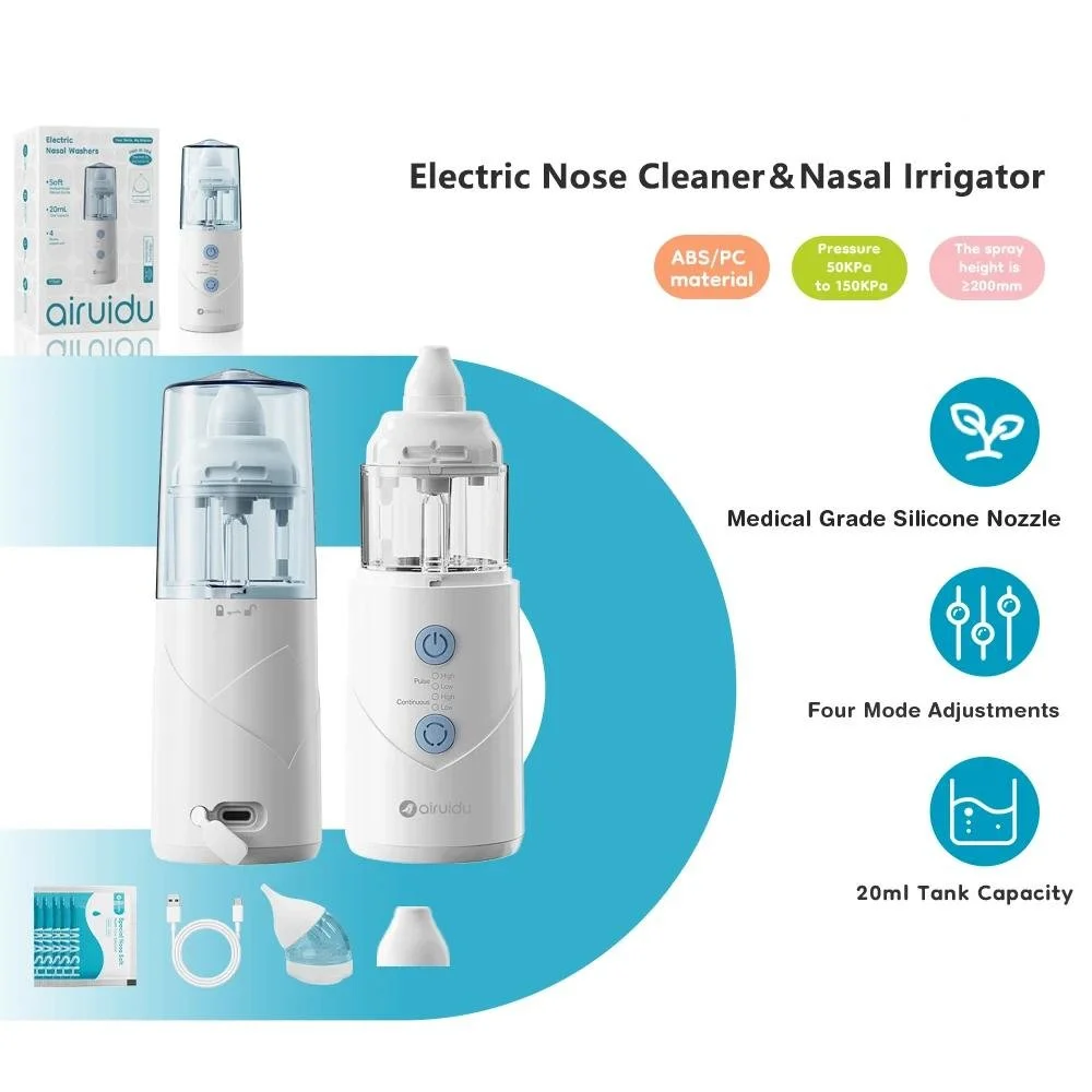 2-in-1 Baby Nose Cleaner & Electric Nasal Irrigator with 4 Modes
