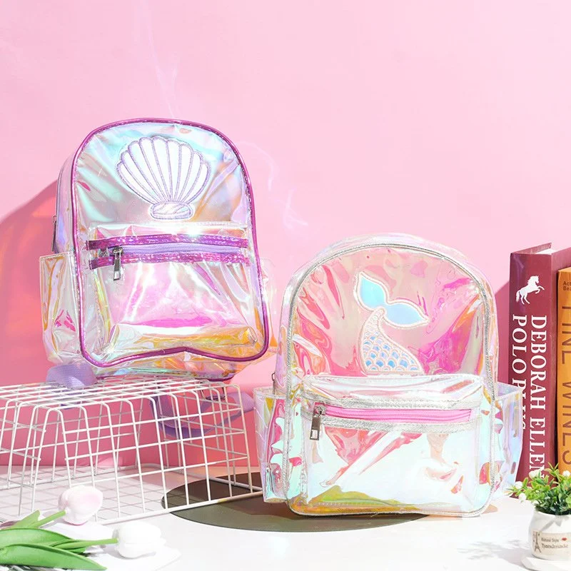 Kids Mermaid Fishtail Shell Transparent Backpack