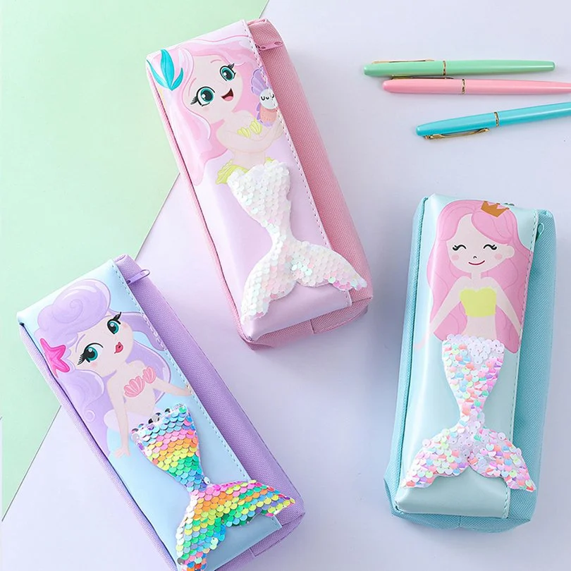 Enchanting Mermaid Sequins Pencil Case for Girls