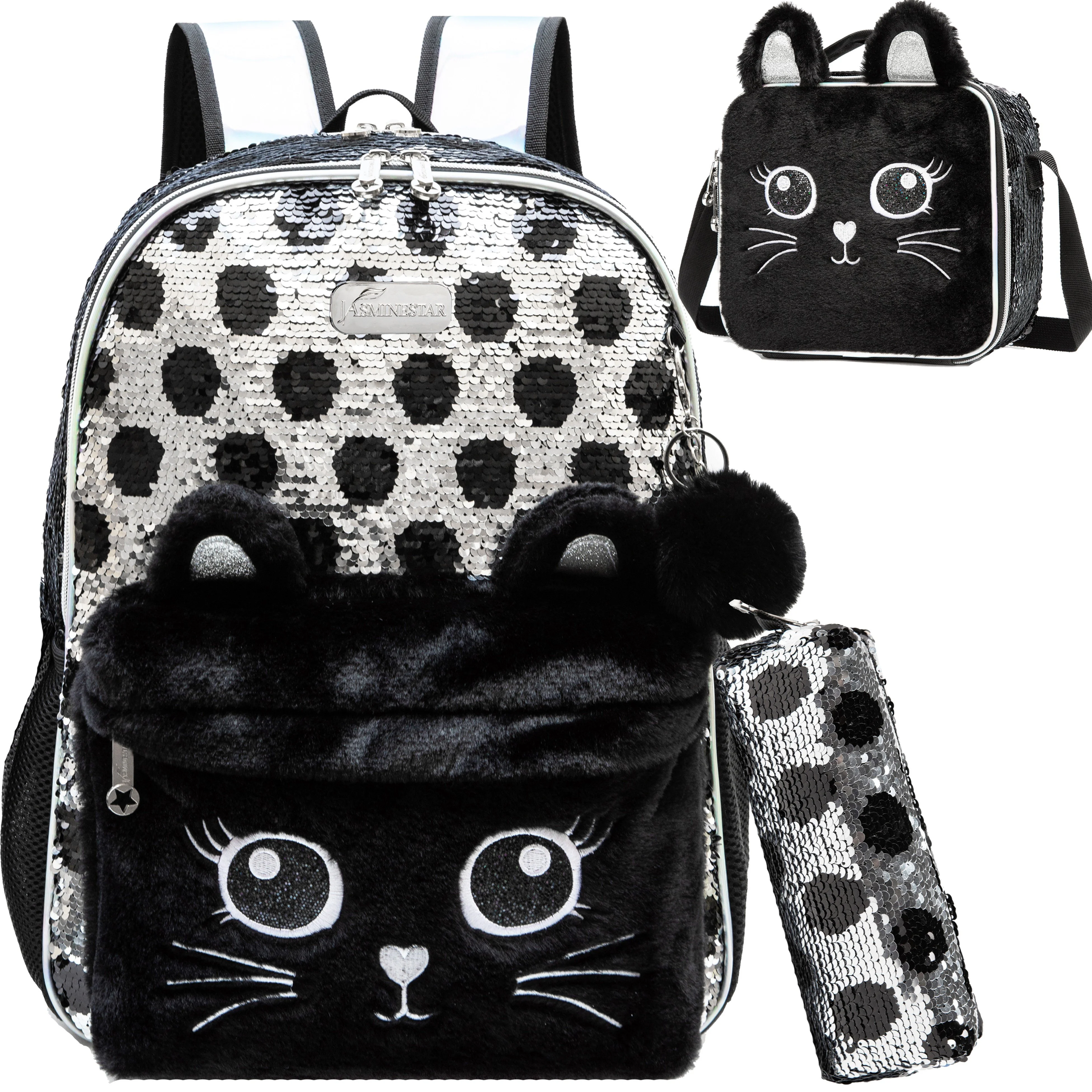 Magical Mermaid Sequin Backpack Set for Girls with Lunch Box
