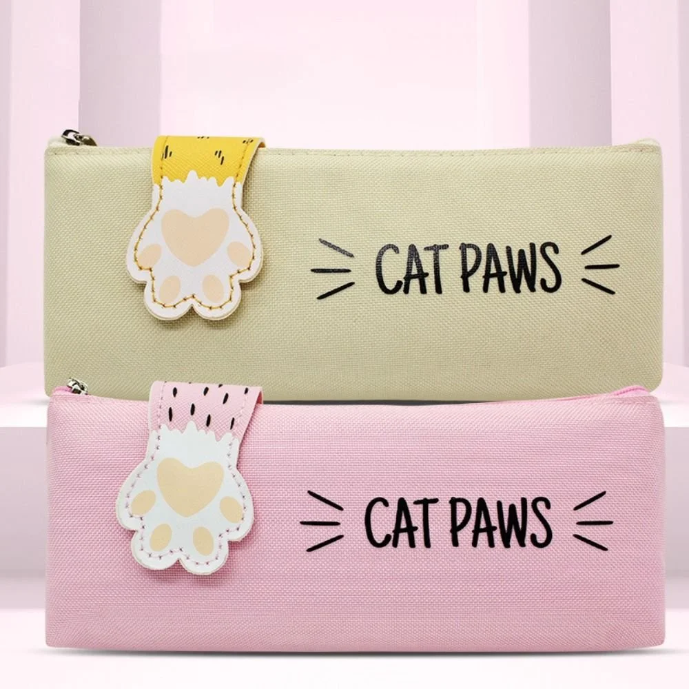 Creative Cat's Paw Pencil Case - Large Capacity Zipper Stationery Storage Bag for Kids