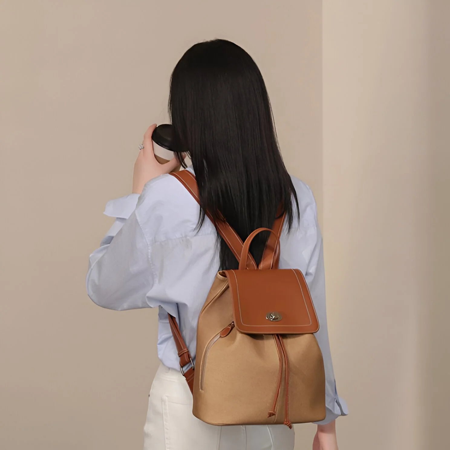 Genuine Leather Versatile Backpack - Stylish Large Capacity School Bag