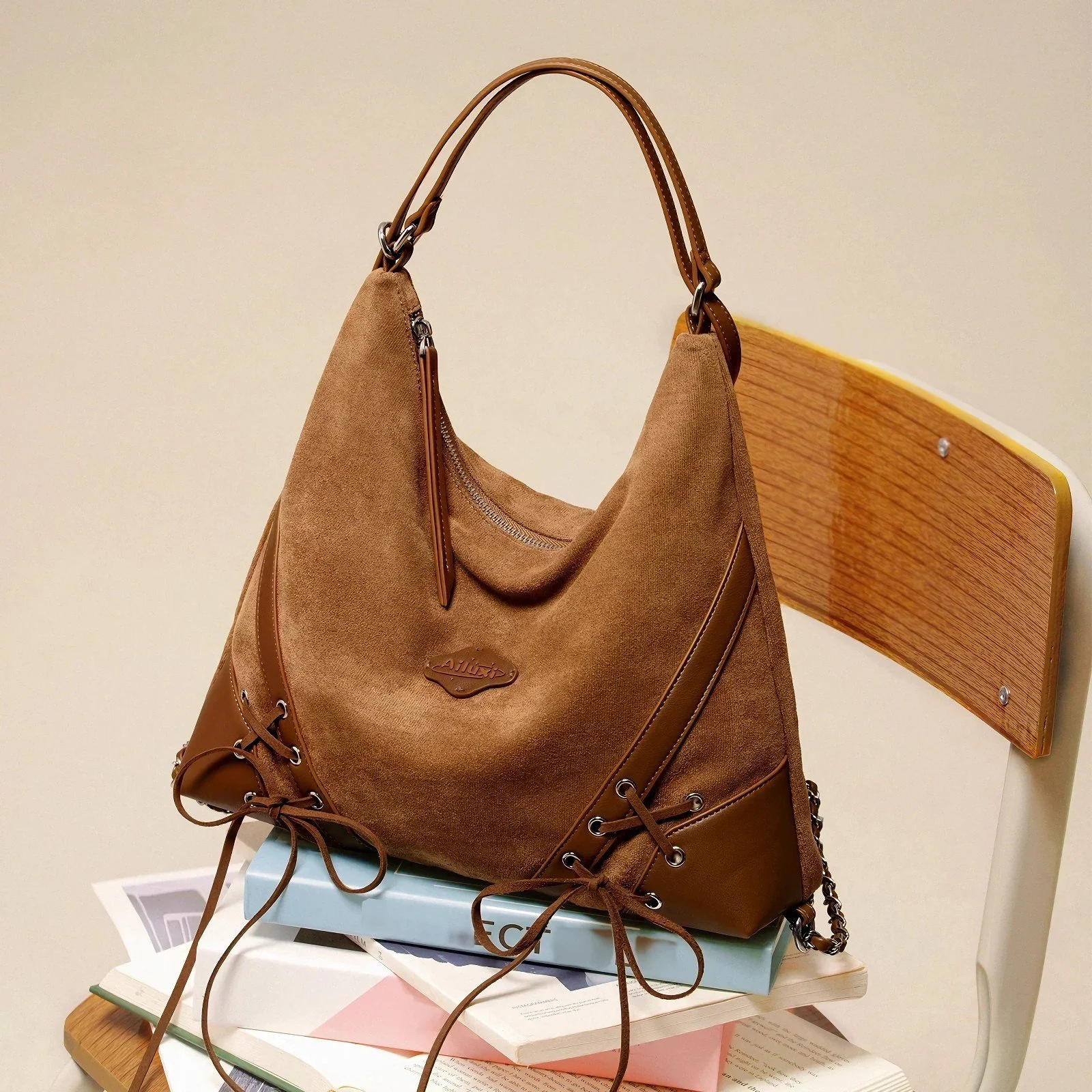 Vintage Suede Large Capacity Tote Bag - Luxury Designer Backpack & Handbag
