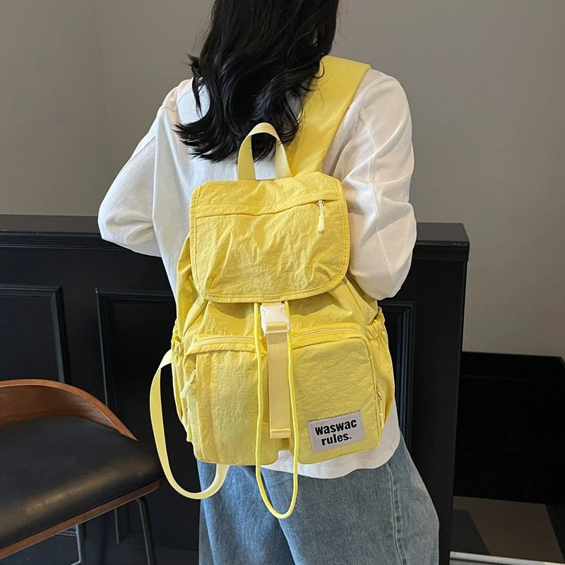 Casual Solid Backpack for Women - Vintage Korean Style Schoolbag