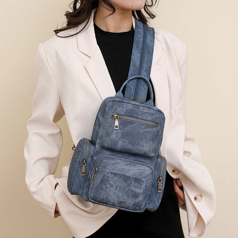 Fashionable PU Leather Travel Backpack for Women - Convertible Sling Bag