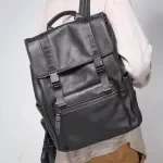 Men's Genuine Leather Backpack – Large Capacity, Casual Travel & School Bag