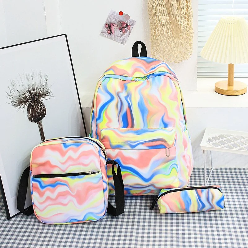 3-Piece Tie-Dye Backpack Set for Girls