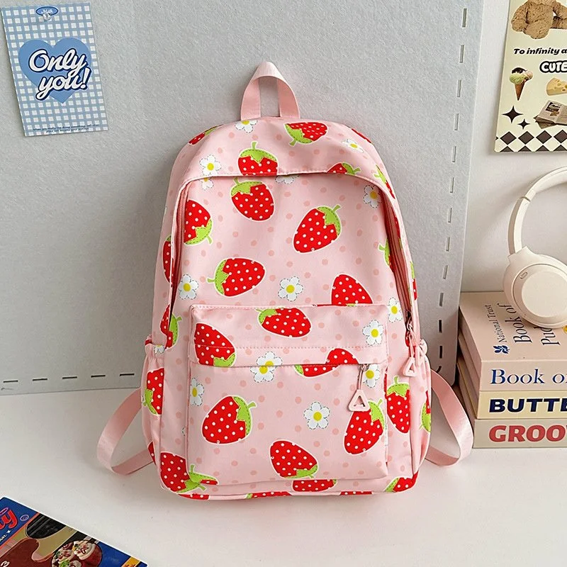 Fashionable Cute Cartoon Strawberry Backpack for Commuting and Vacation