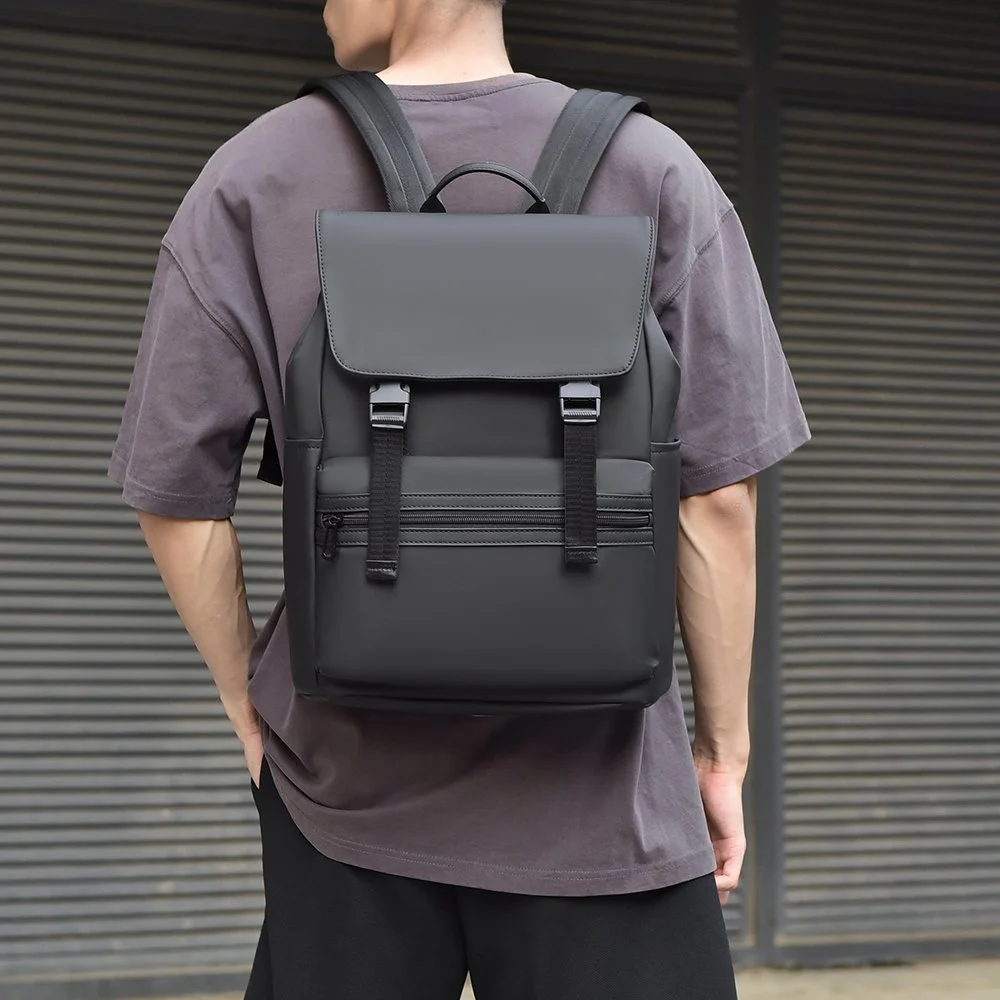 Black Fashionable Backpack with Multiple Pockets