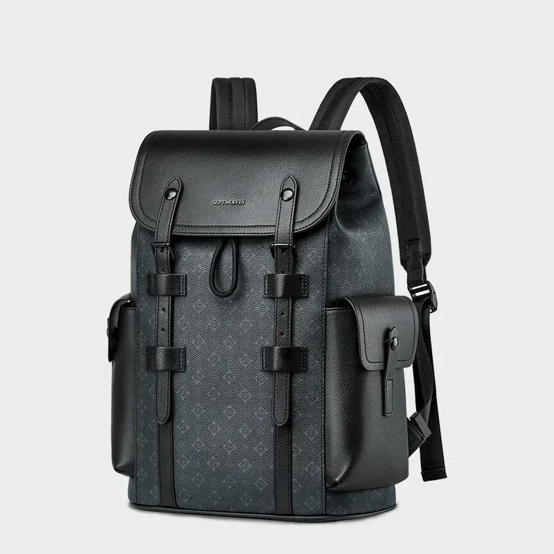 Stylish Leather Laptop Backpack - Large Capacity Designer Rucksack