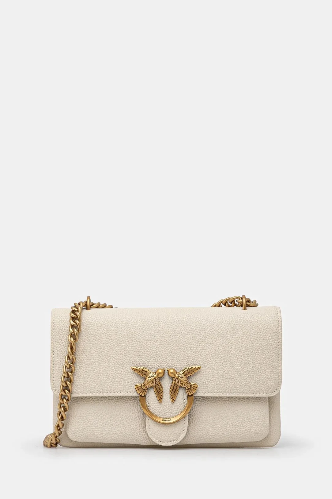 Pinko Women’s White Leather Shoulder Bag with Chain