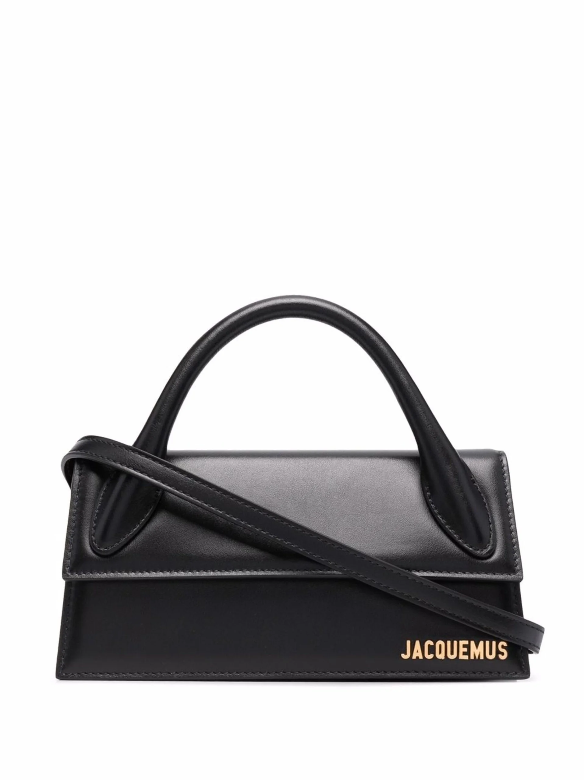 Jacquemus Elegant Black Leather Handbag with Removable Shoulder Strap