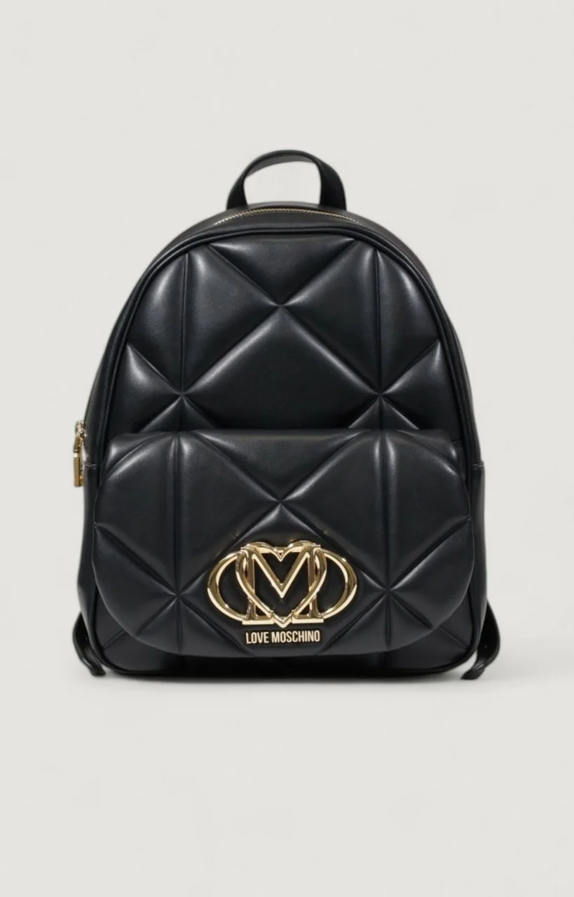 Love Moschino Women’s Black Plain Rucksack with Zip