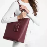 Michael Kors Women’s Bordeaux Handbag with Button Fastening and Inside Pocket