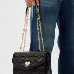 Love Moschino Black Shoulder Bag for Women with Heart