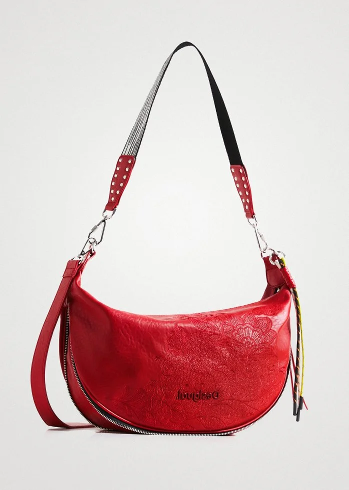 Desigual Expandable Red Handbag with Adjustable Strap and Logo Detail