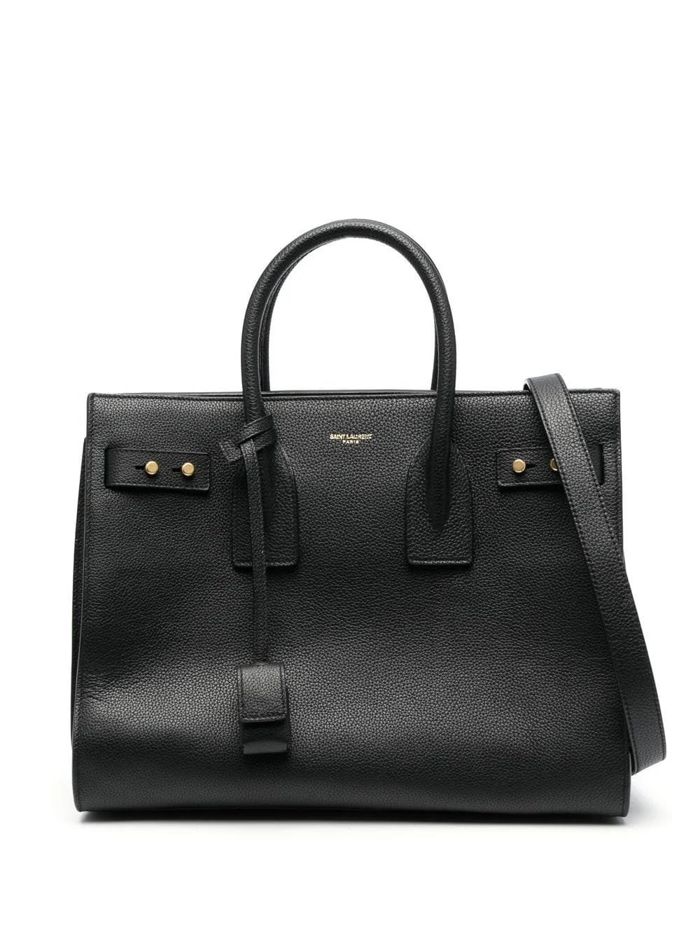 Saint Laurent Sac De Jour Handbag in Black Calf Leather