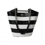 BALENCIAGA Crocodile Leather Maxi Bucket Bag – Black & White