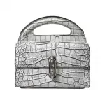 Balenciaga Metallic Silver Alligator Leather Mini Top Handle Bag