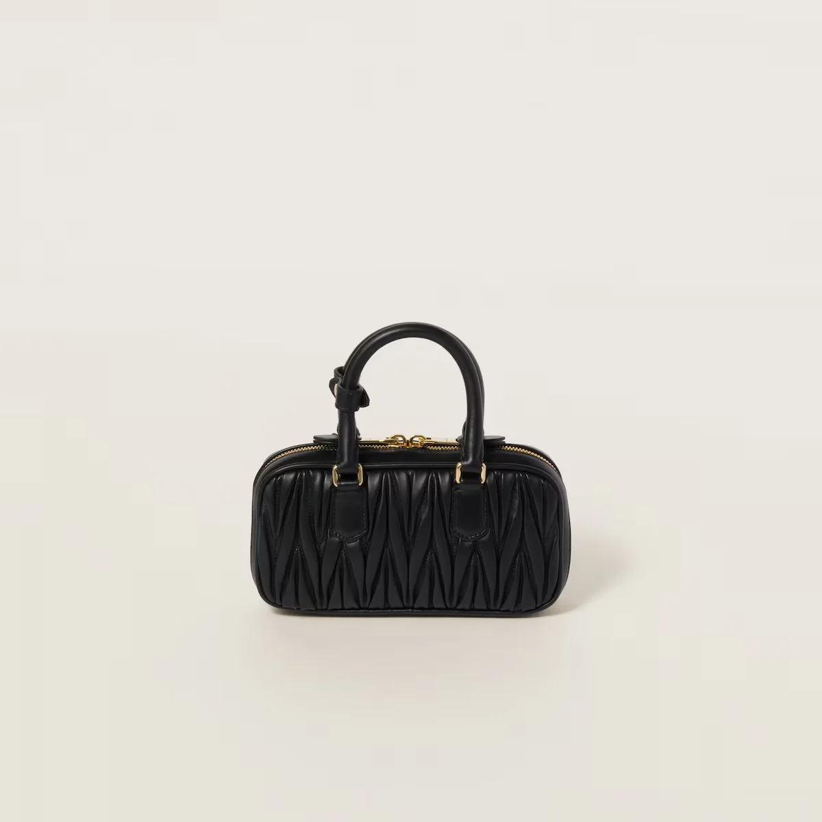 Miu Miu Leather Arcadie Mini Handbag with Quilted Design & Adjustable Strap