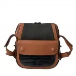BALENCIAGA Black & Brown Crocodile Leather Crossbody Messenger Bag