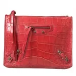 Balenciaga Exotic Red Alligator Leather Pouch Bag