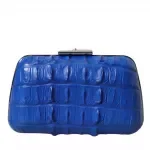 BALENCIAGA Crocodile Skin Blue Clutch