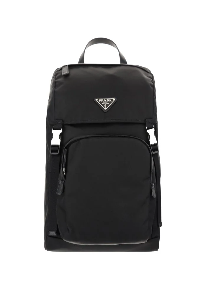 Prada Re-Nylon Backpack with Logo Appliqué and Mesh Panels
