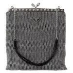 Prada Silver & Black Chain Metal Mesh Shoulder Party Evening Bag