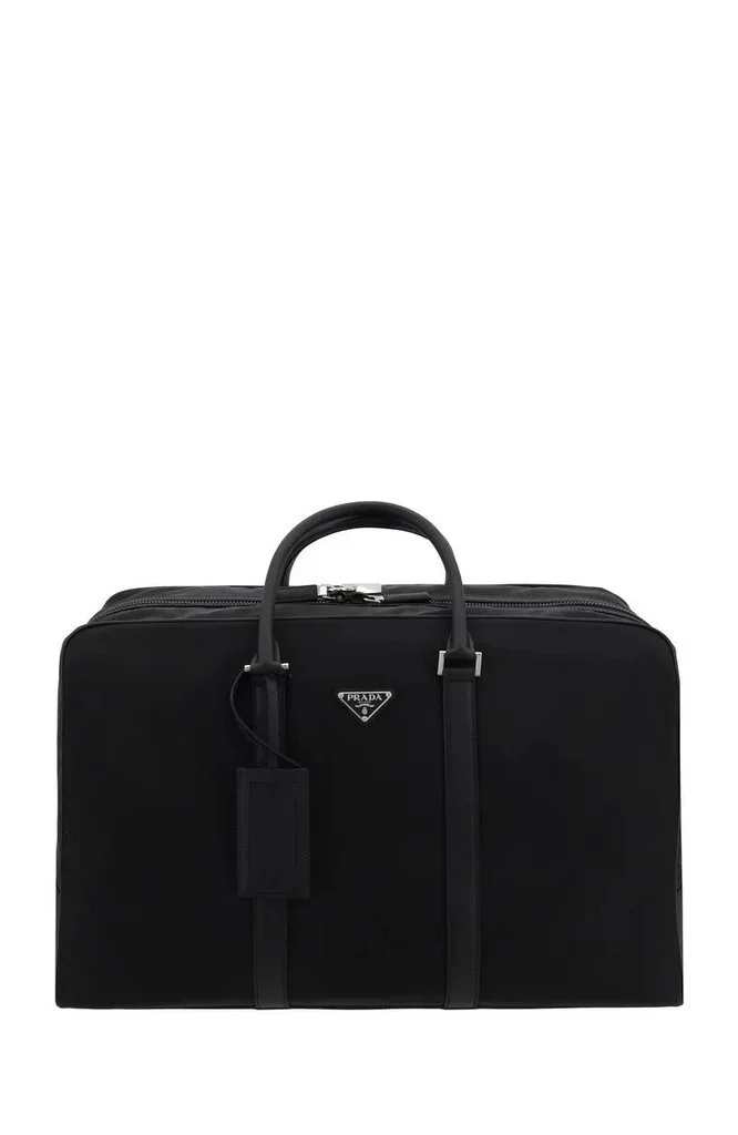 Prada Re-Nylon Travel Bag with Leather Details & Iconic Plaque