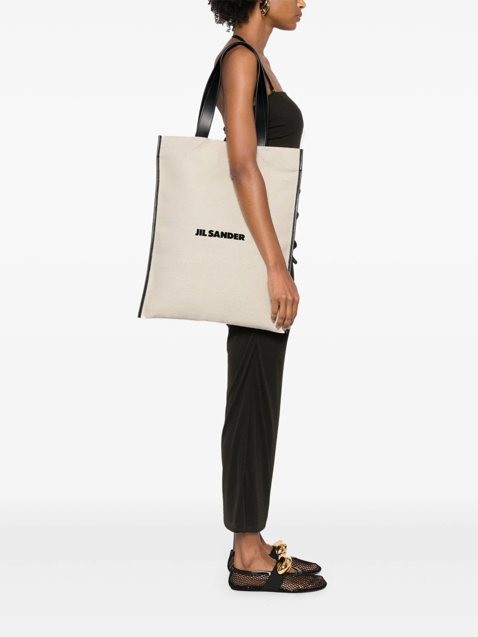 Jil Sander Linen-Cotton Tote Handbag