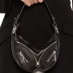 Versace Black Calf Leather Mini Hobo Shoulder Bag with Medusa Logo