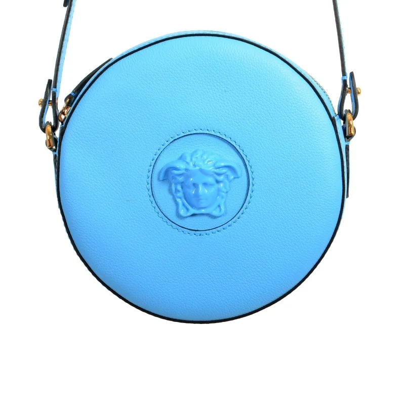 Versace Blue Leather Round Shoulder Bag