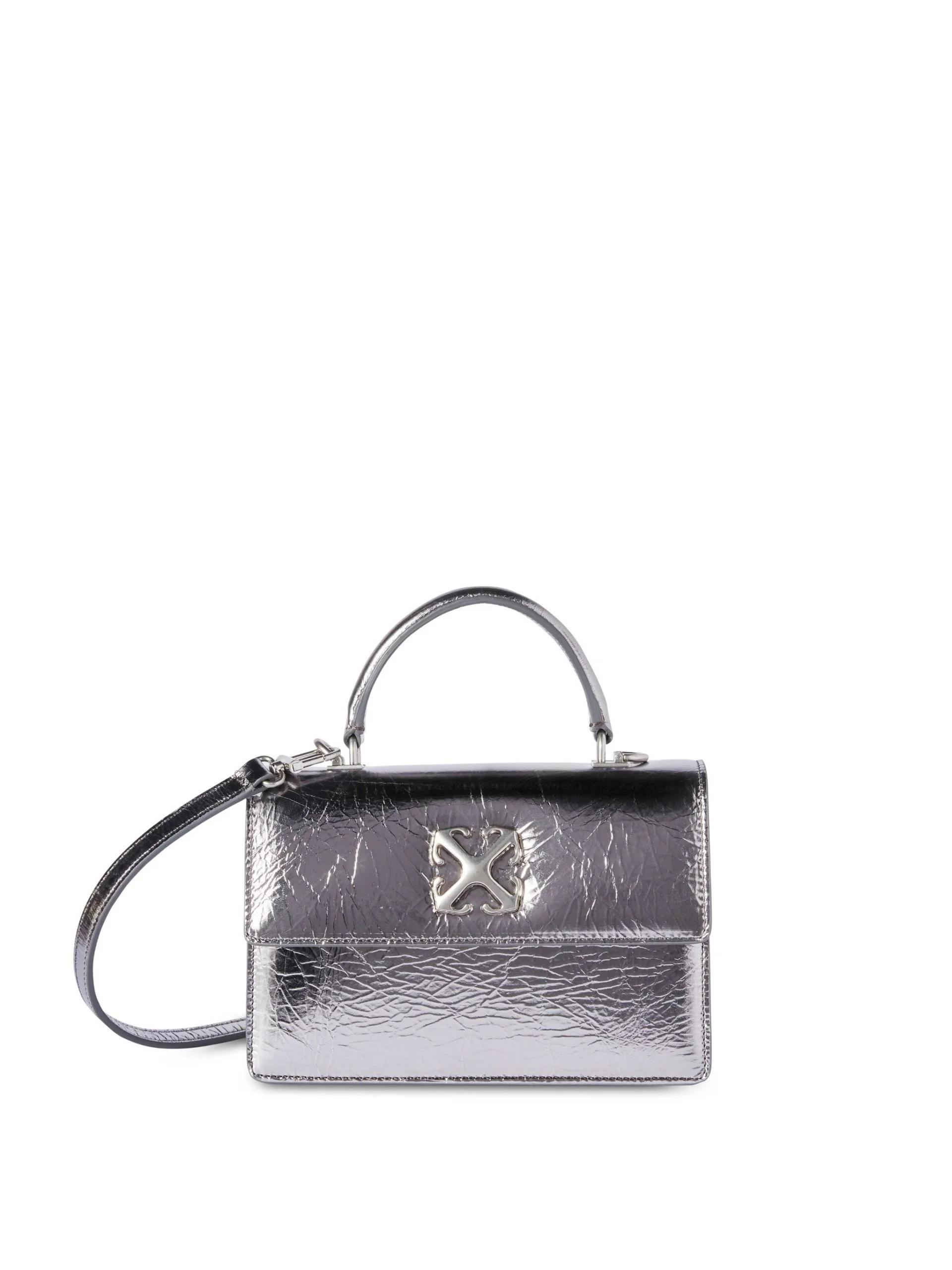 Off-White Silver Leather Jitney Bag