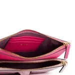 Versace Pink Calf Leather Pouch Clutch Bag with Medusa Logo Hardware