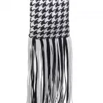 Versace Pied-de-Poule Shoulder Bag with Fringes and Gold Chain Strap