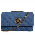 Versace Blue Crossbody Bag with Adjustable Strap and Logo Hardware