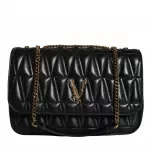 Versace Black Crossbody Bag with Adjustable Strap and Multicolor Lining