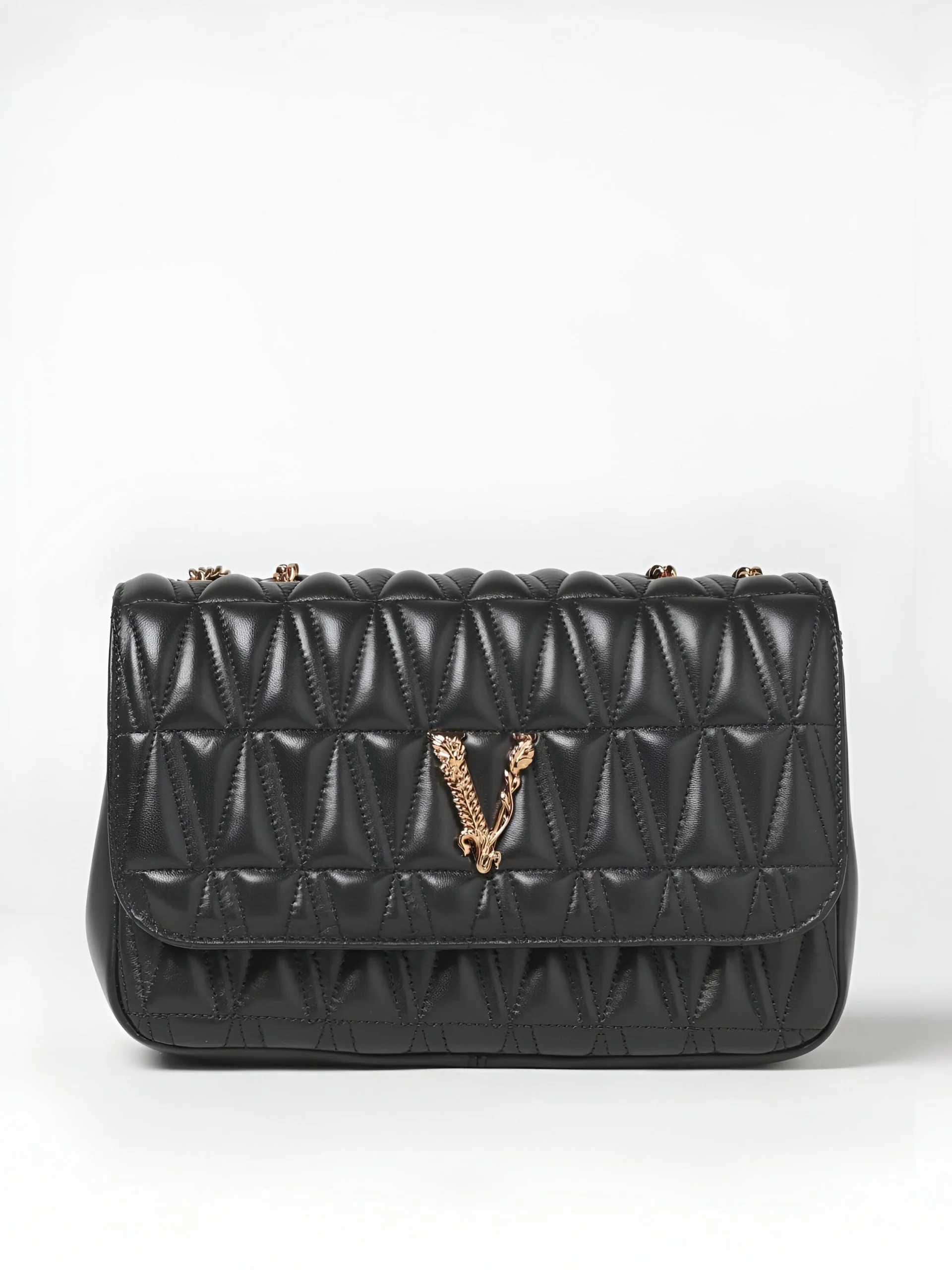Versace Black Crossbody Bag with Adjustable Strap and Magnetic Fastening