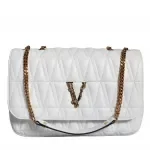 Versace White Crossbody Bag with Adjustable Strap and Multicolor Lining