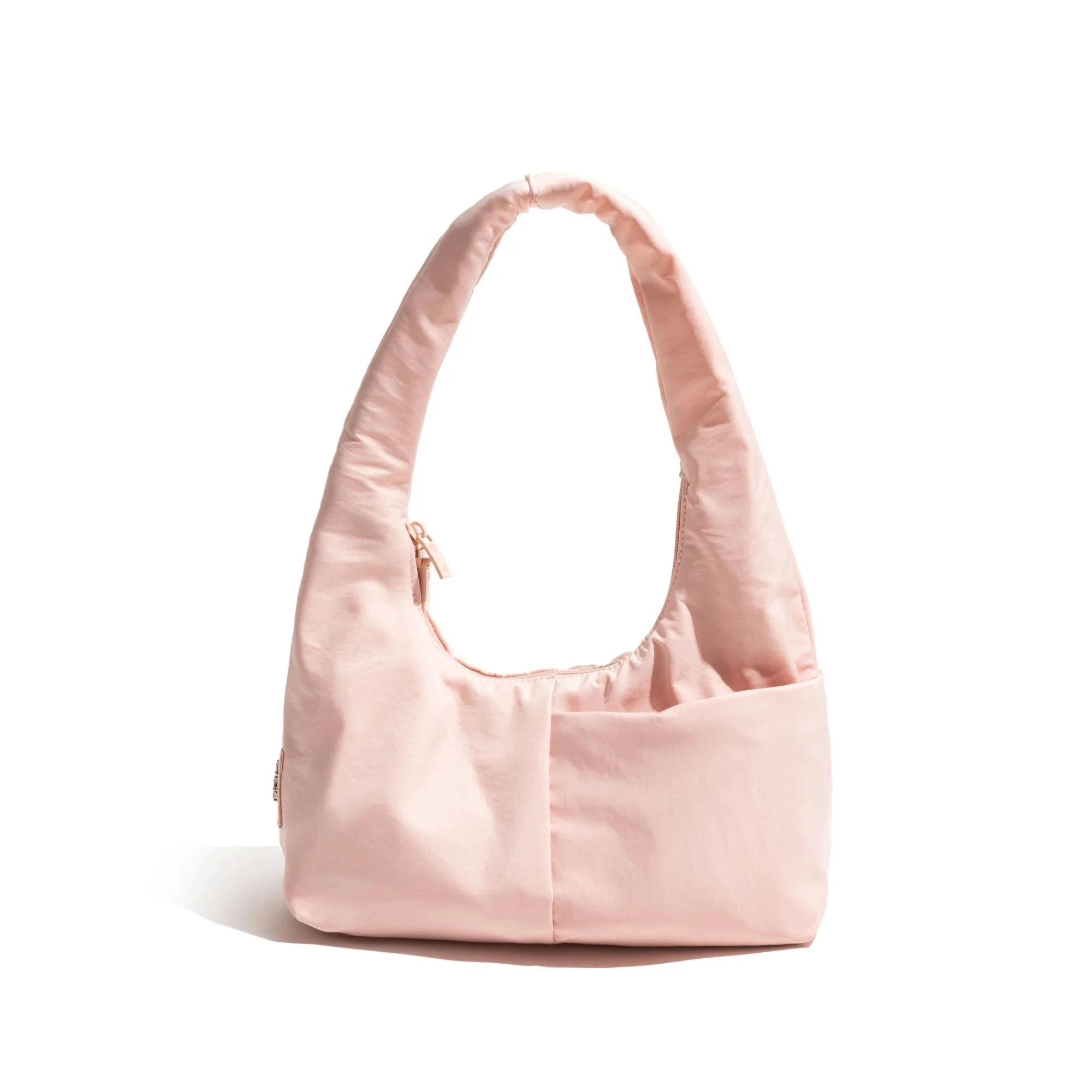Solid Color Nylon Shoulder Bag with Multi-Pockets