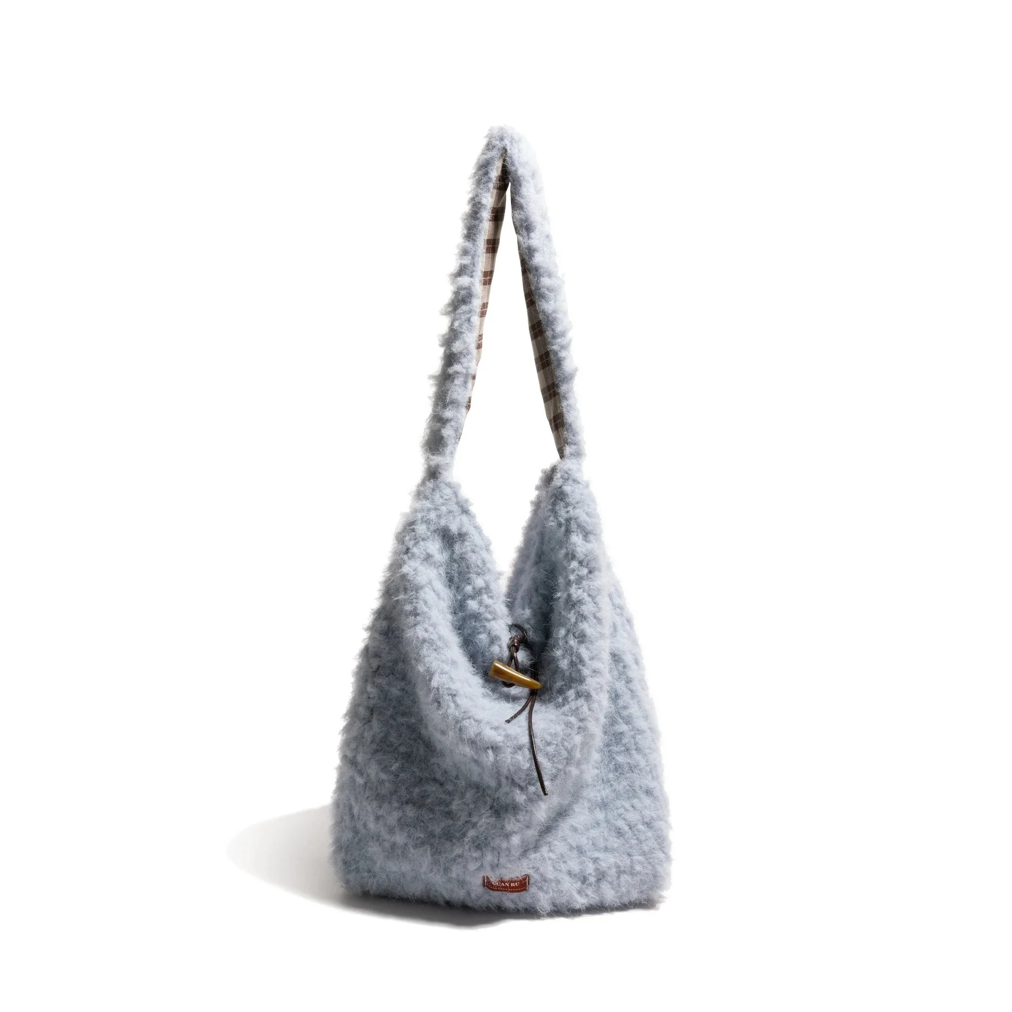 Korean Style Large Capacity Lamb Felt Shoulder Bag for Women